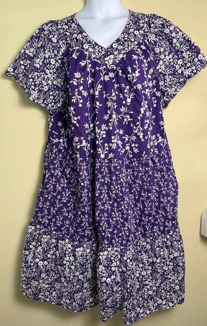 Only Necessities nightgown housedress Purple floral 1X Grannycore Cottagecore